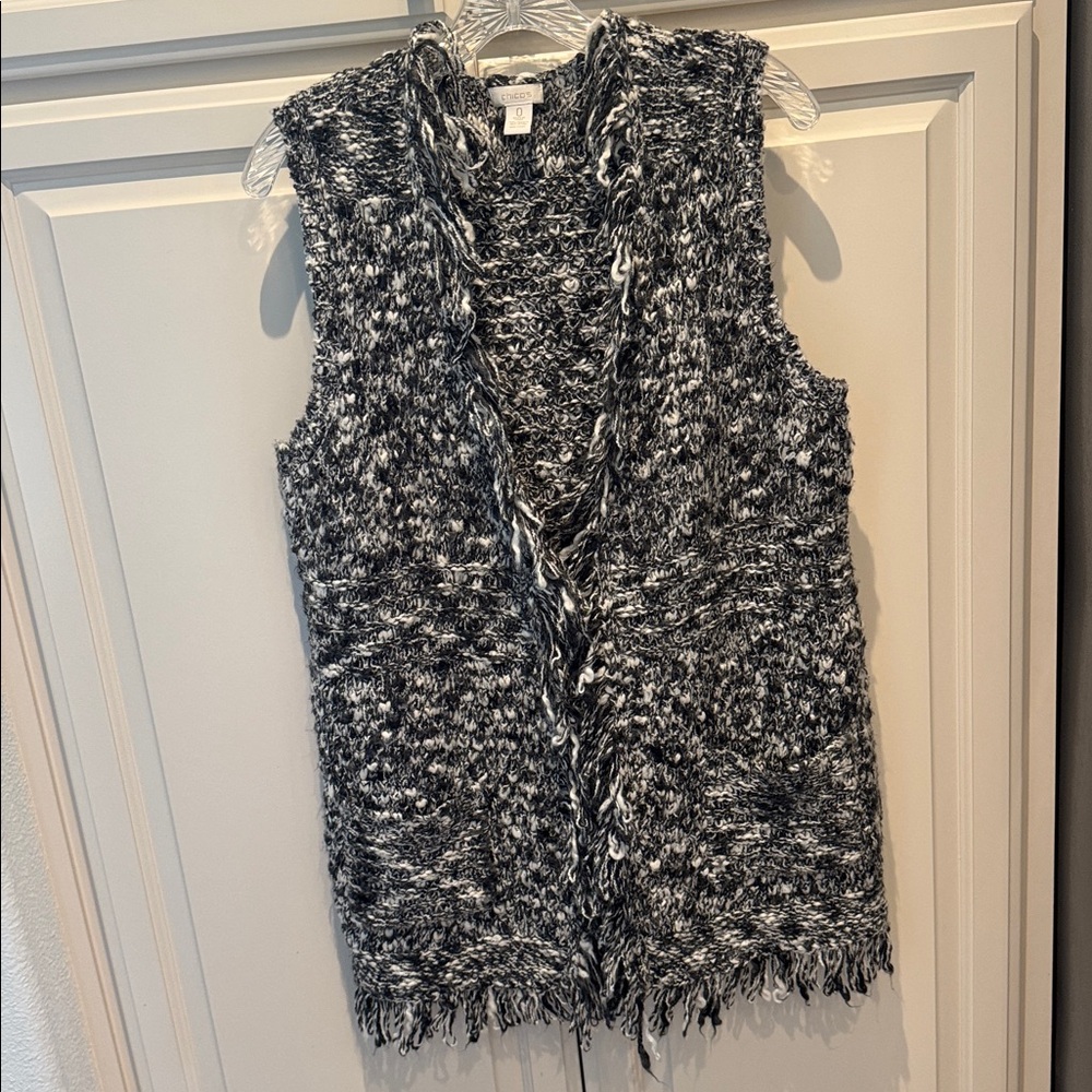 Chico’s fringe long vest S/M